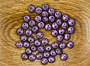 Czechmate 6mm Lentil Glass Czech Two Hole Bead, Jet